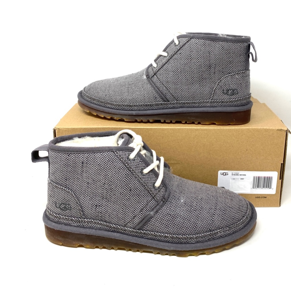 UGG NEUMEL Mid Top Casual Snow Boots Gray Naturals Canvas Fur Women Size 1119597 - Picture 7 of 12